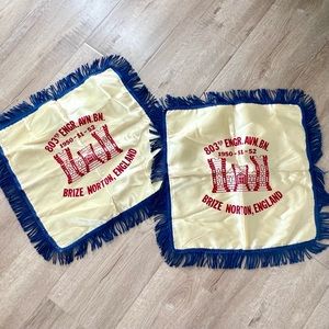 Vintage 1950-51-52 Satin Pillow Case 803rd ENGR.AVN.BN. Brize Norton England 2pc